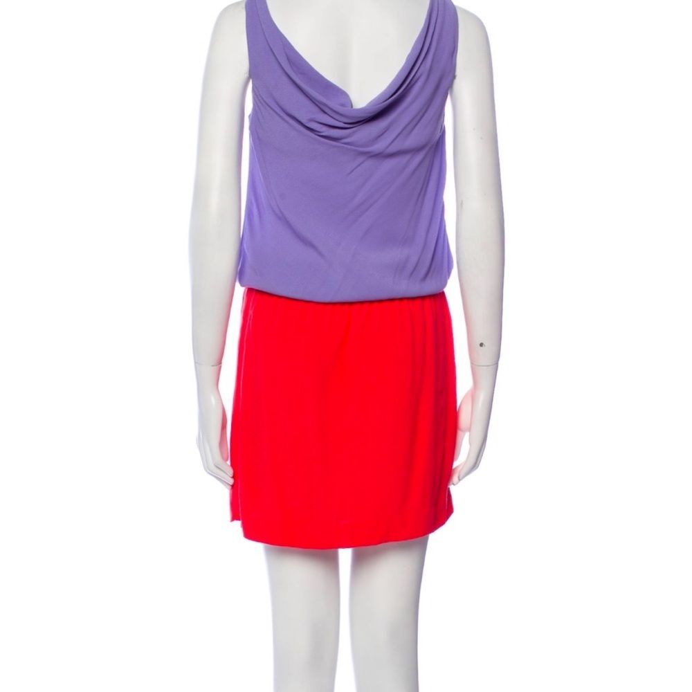 DVF Dress/cowlneck sleeveless 2 dress/Side/ruching/Purple & Red Dress